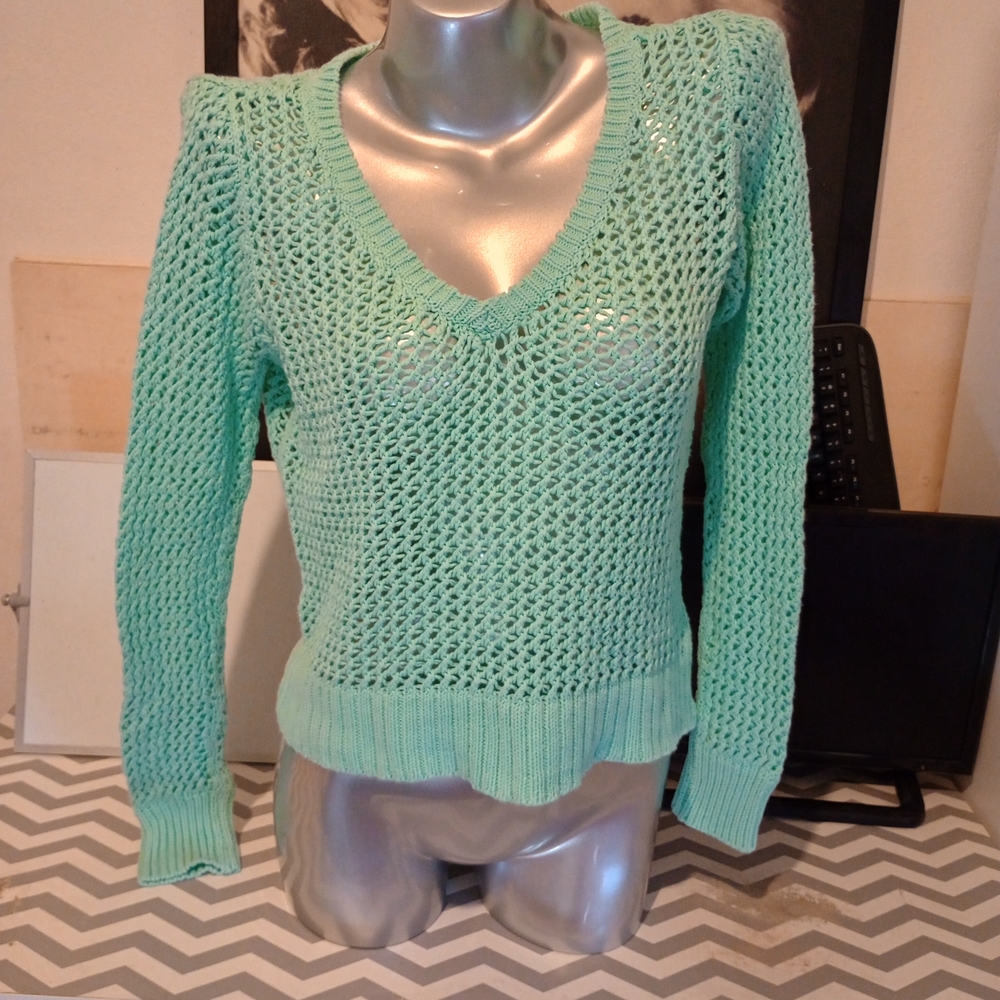 Aeropostale Light Green V-Neck Sweater